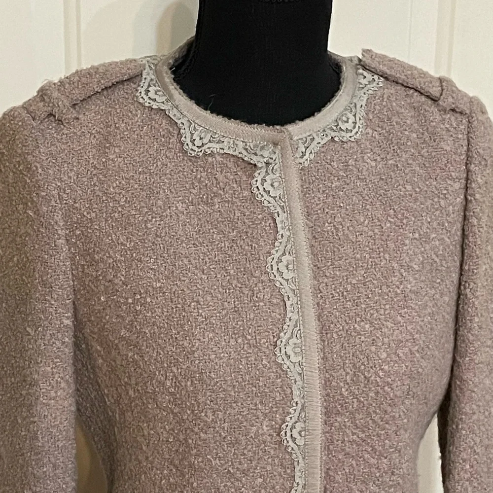 Banana Republic Lace Trim Mauve Wool Blend Blazer Jacket Women's Sz 2 - Picture 4 of 13